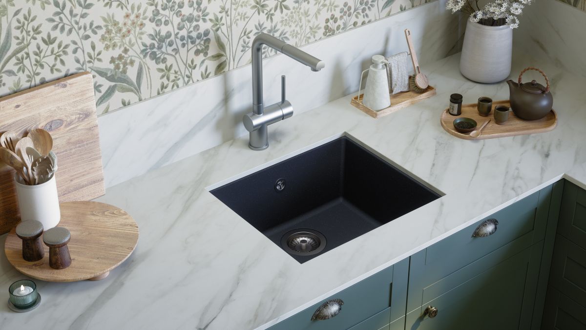 evier sous plan evo noir